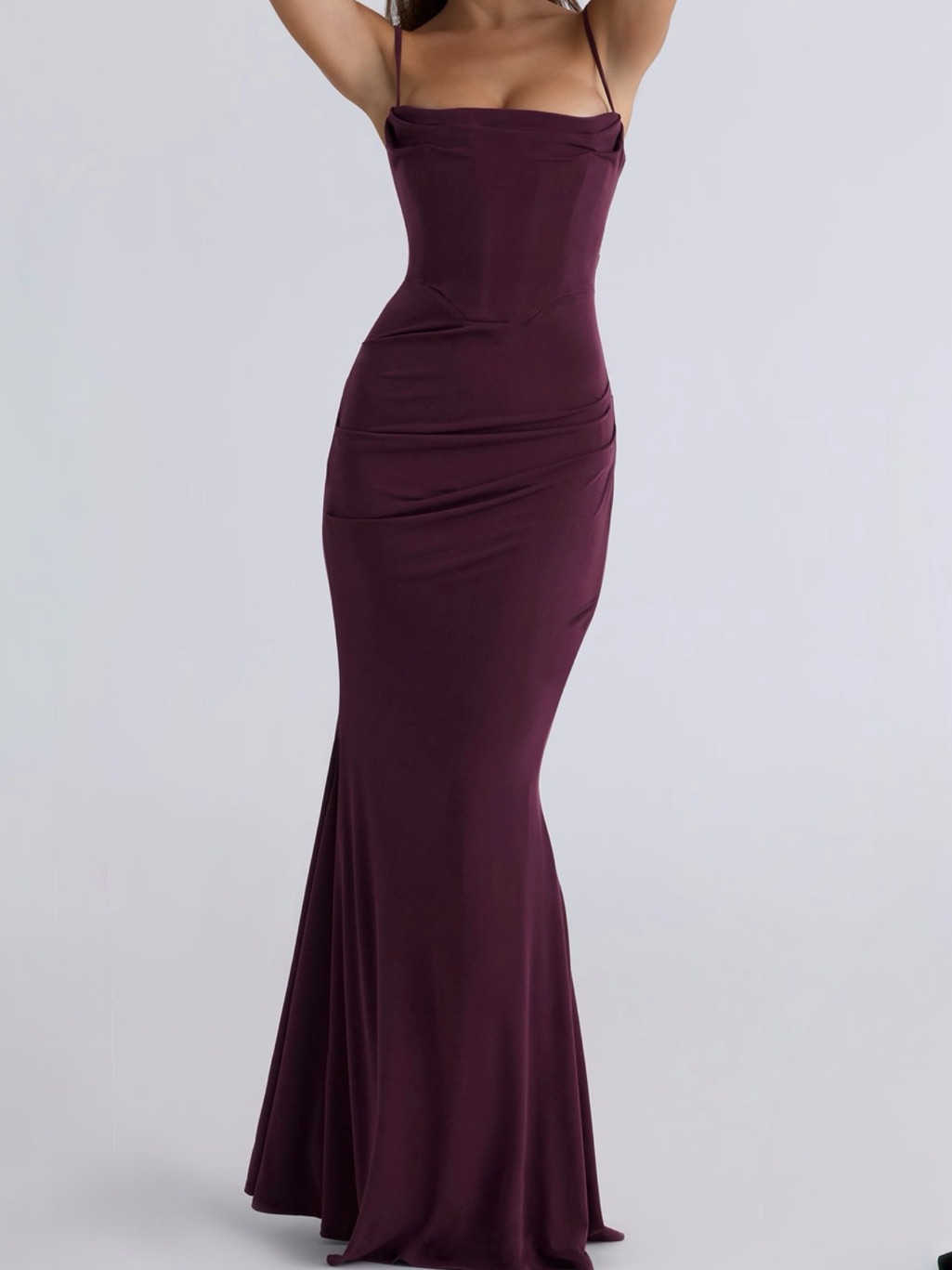 Nwt, House Of Cb Milena, Dark Cherry Corset Maxi Dress, Small